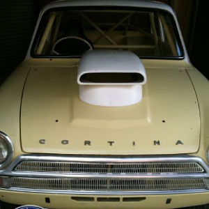 mk1cortina, tubbed and caged 2 door..